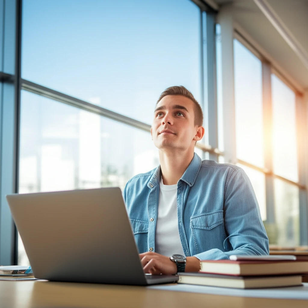 대학생이 캠퍼스에서 미래를 설계하는 모습